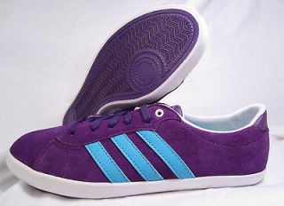 adidas neo qt court purple blue suede womens shoes size 8