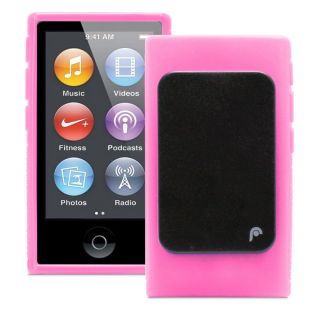   hybrid tpu protector case w belt clip for apple ipod nano 7th gen pink