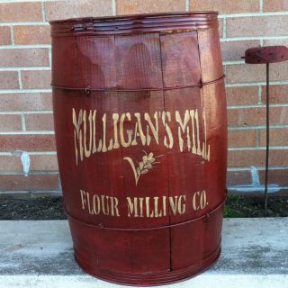 Antique Country Primitive Barn wood barrel nail keg FLOUR MILL Kitchen 