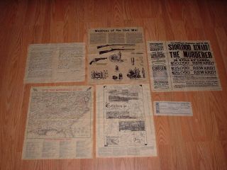   War 6 Piece Document Set Gettysburg Address Maps and Appomattox