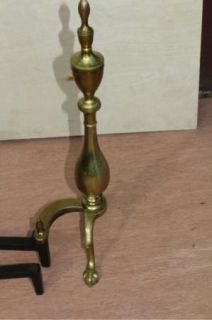 Queen Ann Style Solid Brass Antique Fireplace Andirons Fire Dogs 