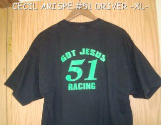   Real Stock Champion Driver 51 Cecil Arispe XL T Shirt got Jesus