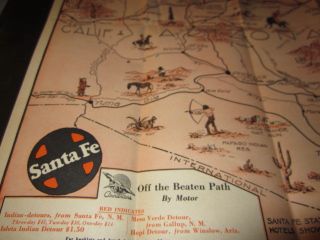   1939 Santa FE Railroad Southwest Map Broome Arizona New Mexico