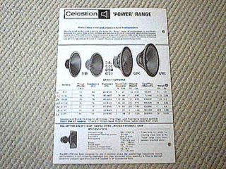 celestion power range speaker components brochure from canada time 