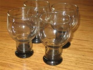  Mid Century Modern Set 4 Smoke Glass Drinking Water Wine Glasses