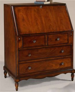Drop Front Secretary Writing Desk Walnut Wood Veneer Hutch Antique 
