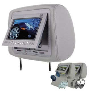 New 2 Gray Headrest 7LCD Car Monitor DVD Player FM Transmitter 