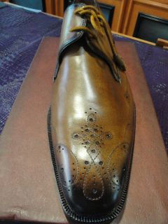 Mezlan Leather Dress Shoe Cognac Brown Burnt Detailed Toe Tie Up 