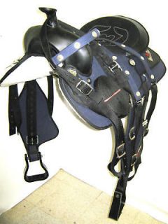 WESTERN SYNTHETIC CORDURA SADDLE PKG BLUE   17 SUEDE LEATHER SEAT 