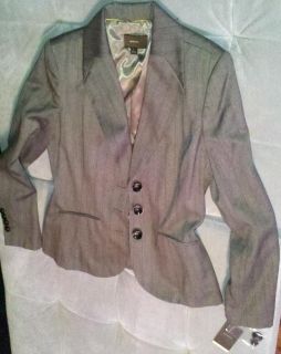 Ladies cute buttoned Spring JACKET by MERONA ~ brown grey lined Women 