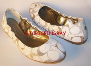 COACH ALY GESSO PRINT SIGNATURE BALLET FLATS 6 NEW WOMENS SHOES RETAIL 