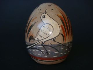 Old vintage Mexican Tonala burnished pottery ceramic egg 4 1/4 tall