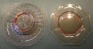 ANTIQUE PINK DEPRESSION GLASS SERVING DISHES SET OF 2 BEAUTIFUL 