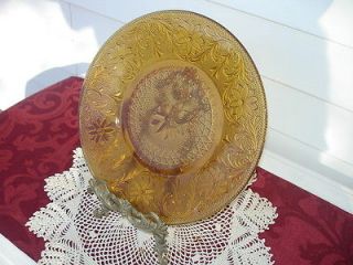 Tiara Exclusives Indiana Glass Sandwich Pattern Amber Dinner Plate