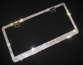 Blin White 4 Rows/D Type Cap Real Glass Crystal Chrome Metal License 