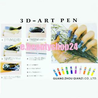 3D 12 Colors Nail Art Party Design Polish Pen Set Pens