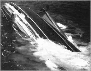 Photo Italian Liner Andrea Dorias Spectacular End, July 26, 1956
