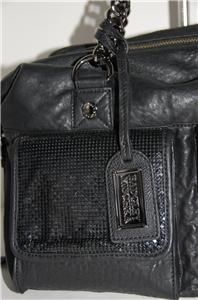 NWT Badgley Mischka STEPHANIE Leather Satchel Black Bag