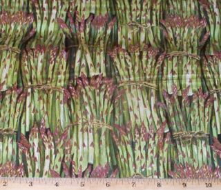 Asparagus Spears Cook Food Veggies Makower UK Fat Quarter Fabric 