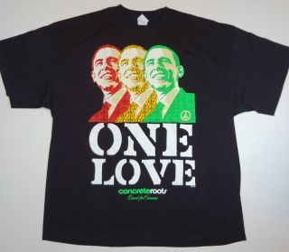 Barack Obama One Love T Shirt Tee Hope Peace Bob Marley New XXL