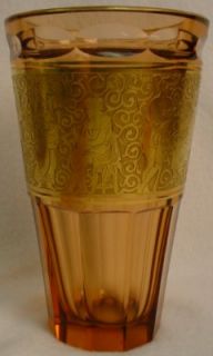 Moser Glass Rose Panel Vase Gold Encrusted Greco Roman