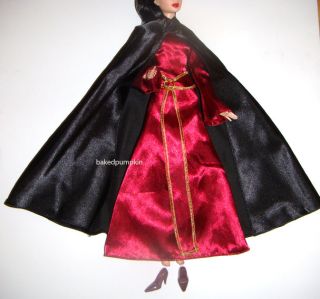 Barbie Fashion Signature Red Gown Black Cape Costume for Barbie Dolls 