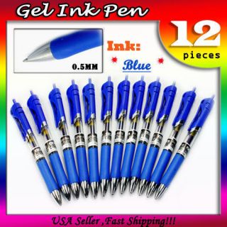    Retractable Gel Ink Ballpoint Pen Write Office Ink Color Blue New