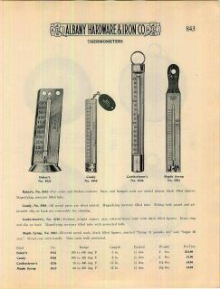 1924 Taylor Maple Syrup Candy Bakers Thermometer Barometers Ad