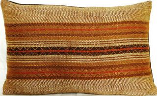 Rectangular Cushion Pillow Ian Mankin Fabric Aztec Stripe Woven Brown 