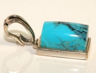 Vintage Barse .925 Sterling Silver Large Blue Turquoise Stone Latch 