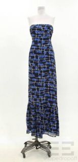 Calypso St Barth Navy Blue Elephant Print Silk Long Dress Size L New 