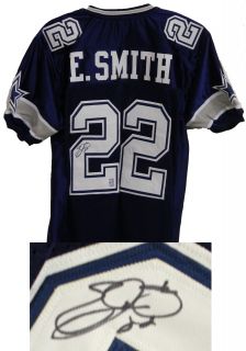 Emmitt Smith Signed Cowboys Navy Jersey w Emmitt Hologram Schwartz 