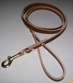Punk Hollow ~ Leather Dog Leash ~ 6 ft. x 3/8 in   Brn/Brass 