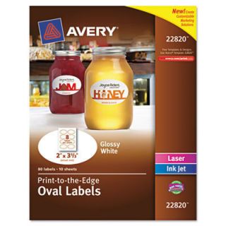 Avery Dennison 22820 Oval Easy Peel Labels 2 X 3 1 3 Glossy White 80 