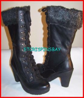 Born BOC Erwin Black Mid Calf Boots Womens 7 New Retail $160 Leather 