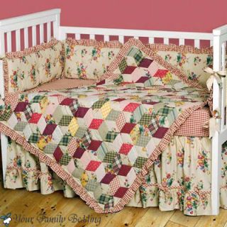   Flower Patchwork Baby Girl Crib Nursery Quilt Bedding Set
