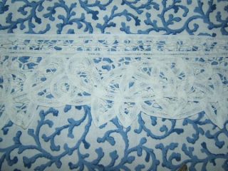 VALANCE BATTENBURG LACE BLUE & WHITE Lace Cotton Window Treatment 