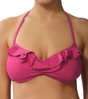 Kenneth Cole Strawberry Bandeau Ruffle Bikini Swimsuit Set L XL New 