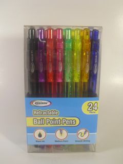Unison 24 Pack Retractable Ball Point Pens Black Ink