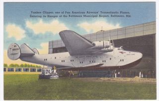 Baltimore MD Yankee Clipper Pan American Airways Linen Postcard