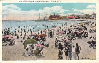 Postcard on The Beach Narragansett Pier Rhode Island