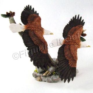 Bald Eagle Pair in Flight Statue Figurine Country Artists #03753 