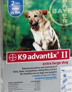 Bayer K9 Advantix II Over 55lbs Two Pack Two Months New SEALED EPA 