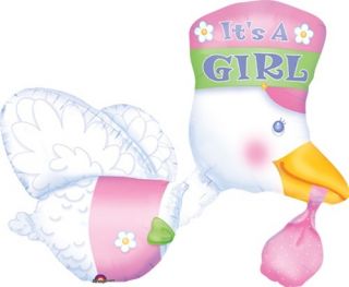 Baby Shower Stork Girl 40 Balloon New Arrival Decorate