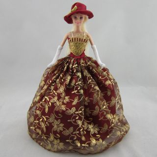  Gold Red Princess Barbie Dress Gown Outfit Clothes Barbie Dolls