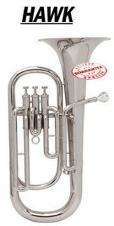 Hawk Nickel Plated BB Baritone Horn Brand New with Free Case and 