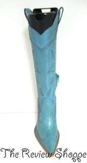 BCBGirls Western Leather Cowboy Cowgirl Boots Turquoise Blue 7M