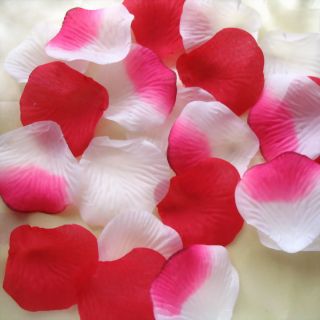 1200pcs mixed Red/white silk rose petals for wedding party 2X2