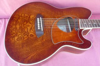 Ibanez TALMAN TCM50VBS Exotic Wood Figured Ash Double Cutaway Acoustic 