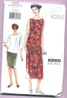Pattern Vogue 7272 KO Beall Pullover Top Skirt 8 10 12